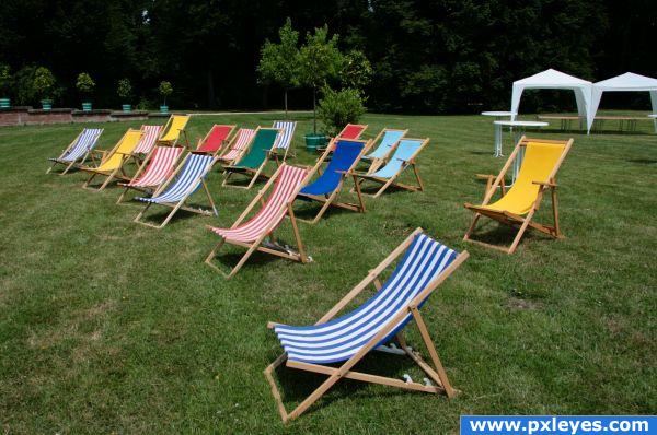 deckchairs in a park